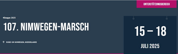 Circa 50.000 Teilnehmende aus ber 80 Nationen, darunter ber 6000 Soldatinnen und Soldaten aus mehr als 20 Nationen  der Nimwegen-Marsch wird auch 2025 wieder ein einzigartiges Erlebnis. Marschiert wird auf verschiedenen Routen mit unterschiedlichen Distanzen rund um Nimwegen (niederlndisch: Nijmegen).